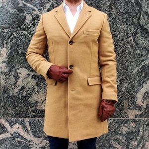 Mens JCrew Camel topcoat 44r